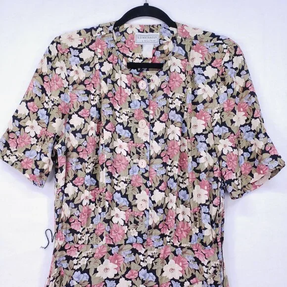 Vintage ED Michaels Melanie Drucker Floral Tea Midi A-line Cottagecore Dress - Picture 6 of 16